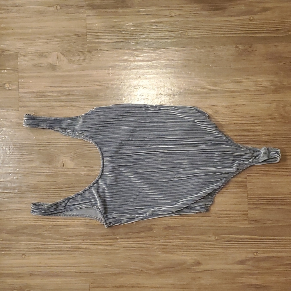 Elodie Slate Grey/blue ribbed velvet bodysuit size XS